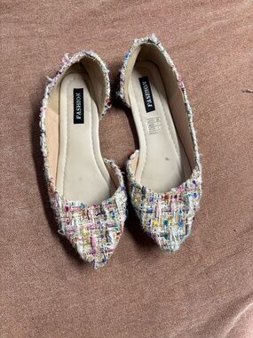 Women's Multicolor Tweed Pointed Flats